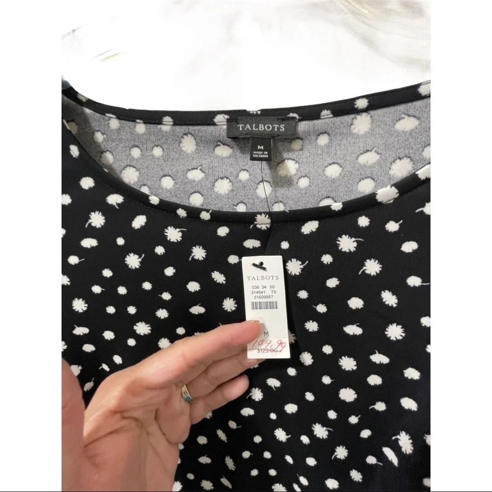 NWT- Talbots Dandelions dress. Size medium. Black and white - Picture 4 of 6
